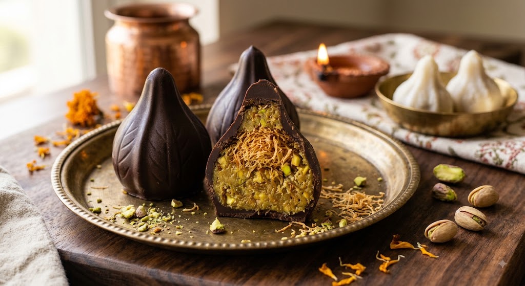 Dubai Chocolate Modak Recipe: The Viral Pistachio Kunafa Twist on a Ganpati Classic