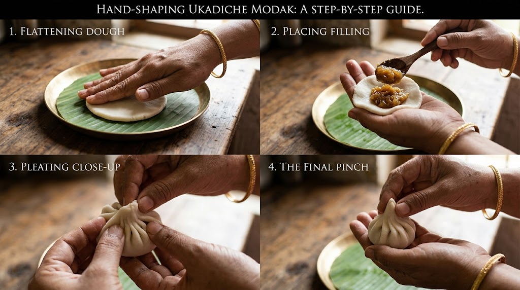 Hand- shaping ukadiche modak