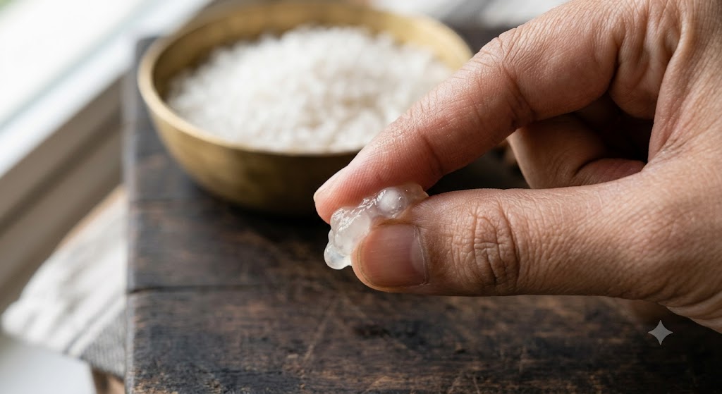 Press test for this sabudana khichdi recipe, checking if pearls are soaked properly